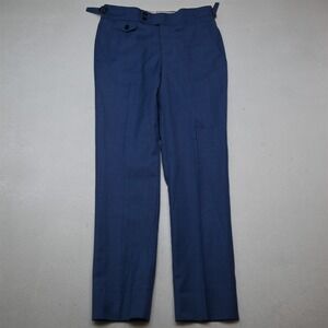 Bespoke 28x28 Blue Wool Side Tab Slim Dress Mens Pants